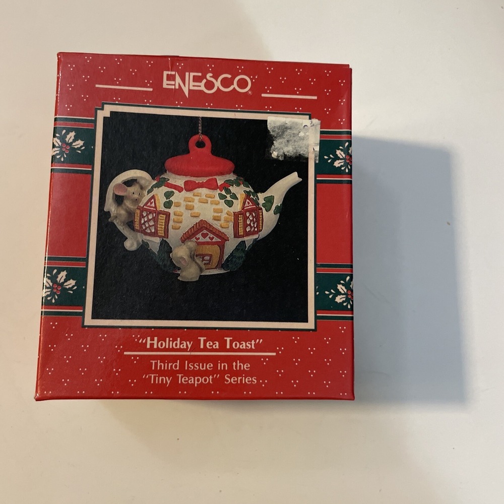 Enesco Treasury Holiday Tea Toast Third Issue Tiny Teapot Series Ornament‎